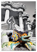 Park güell, barcelona, spanyolország - fekete-fehér