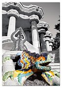Park güell, barcelona, ​​spanyolország - fekete-fehér